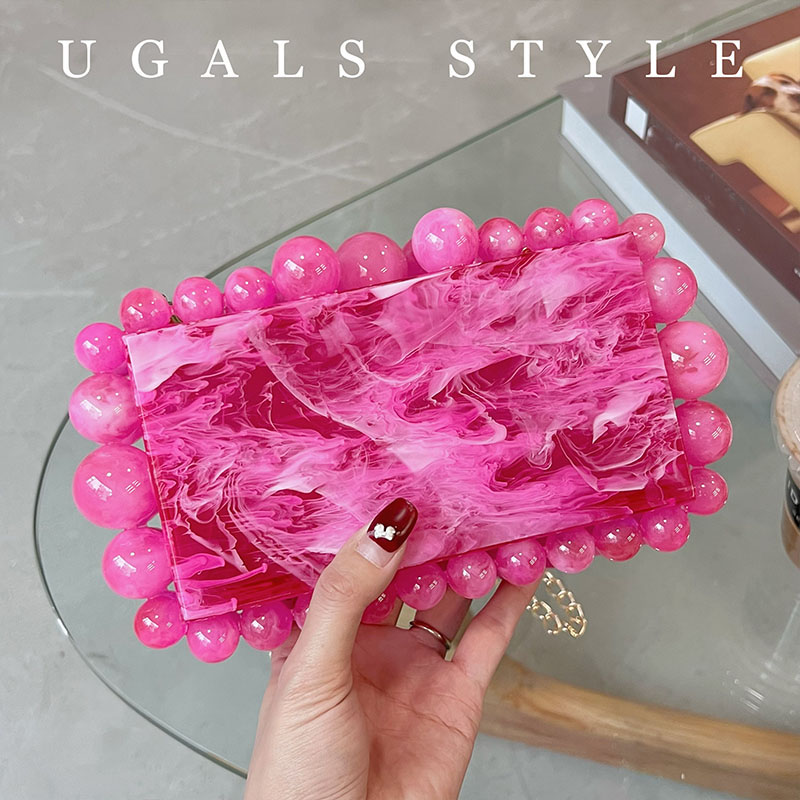 Luxury Bags On Sale - Luxury Designer Beaded Striped Acrylic Square