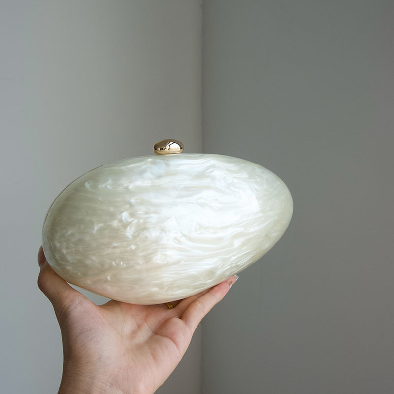 Luxury Bags Girls - Oval Marble Beige Shell Acrylic Luxury