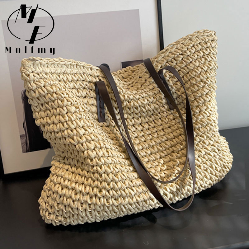 Luxury Bags Shopping - Straw Woven Tote Bags Casual Large