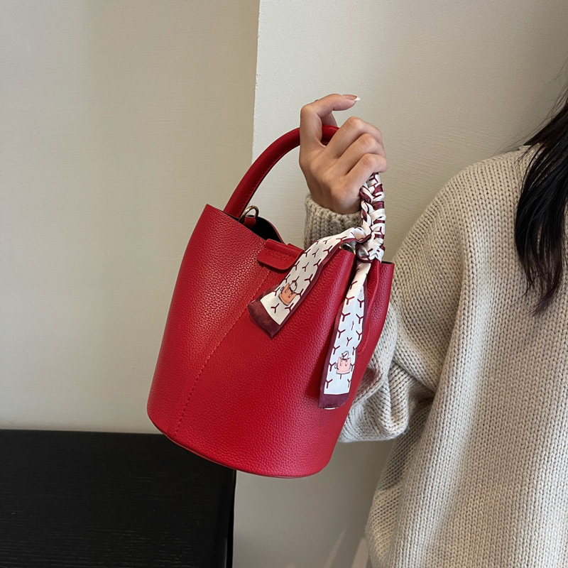 Red PU Bucket Shoulder and Cro - Luxury Bags Sale review and price