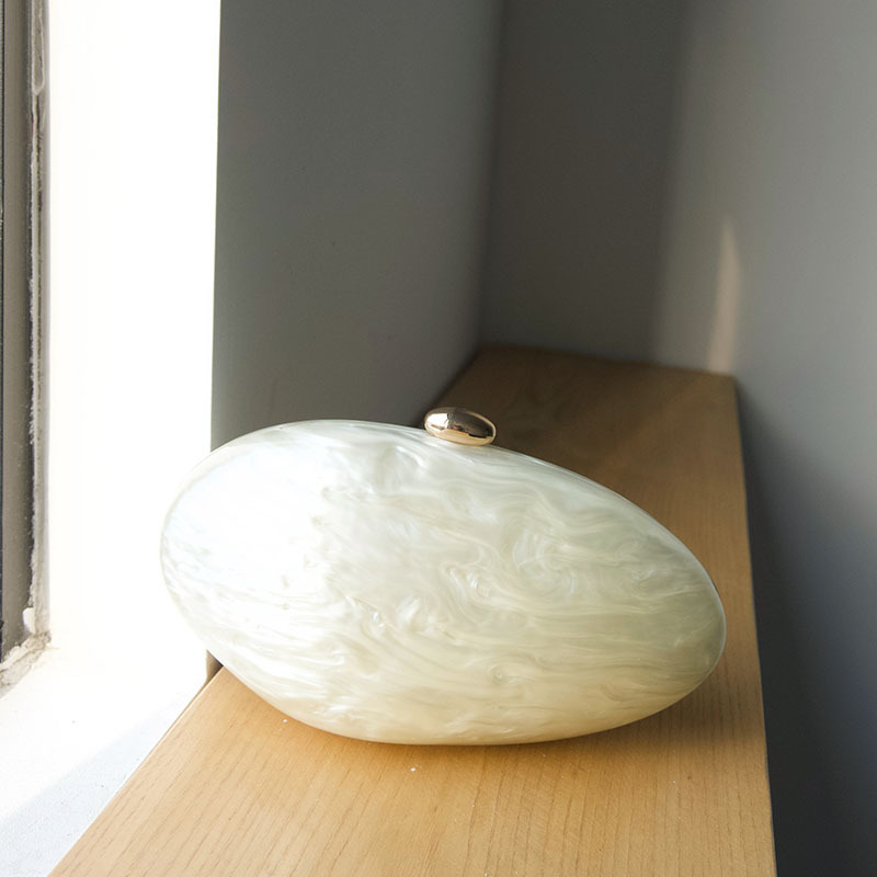 Oval Marble Beige Shell Acryli - Luxury Bags Girls review and price