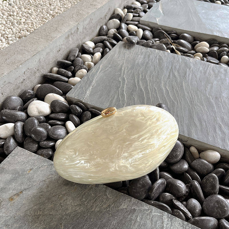 Oval Marble Beige Shell Acryli - Luxury Bags Girls review and price