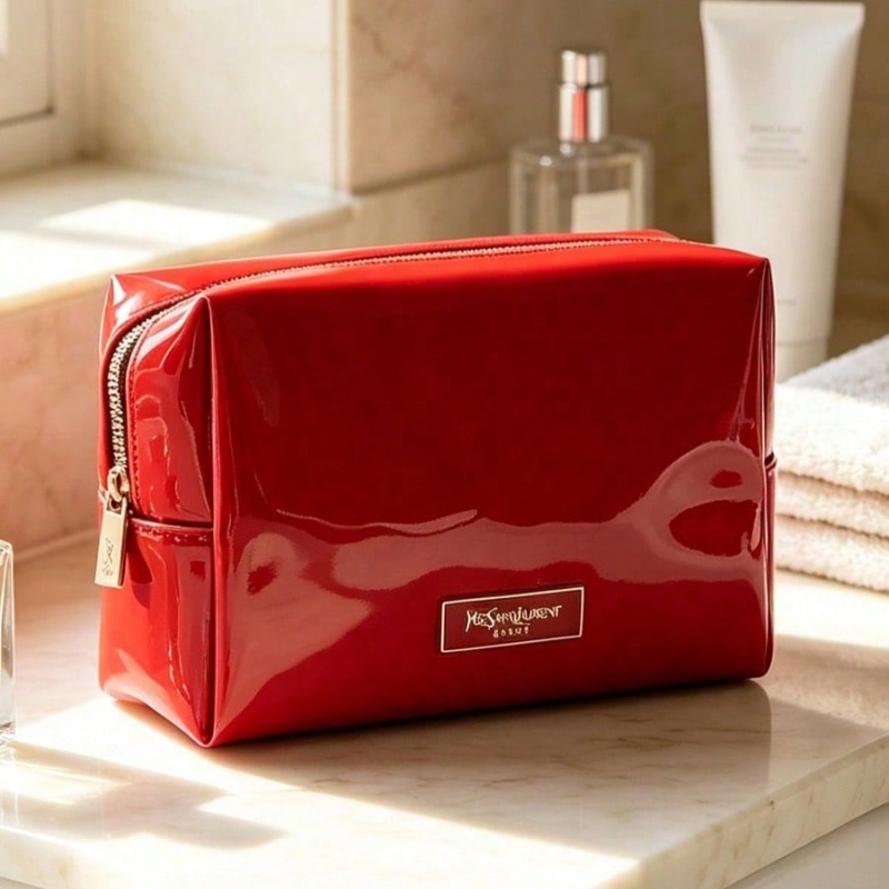 YSL BEAUTE Red Faux Leather Ma - Luxury Bags Gold review and price