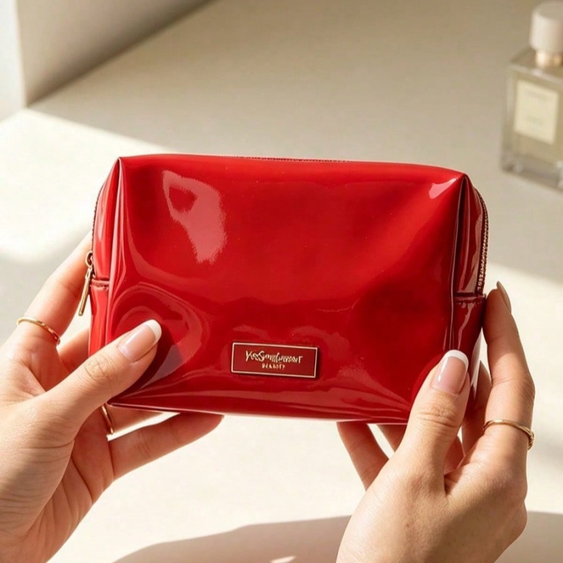 YSL BEAUTE Red Faux Leather Ma - Luxury Bags Gold review and price