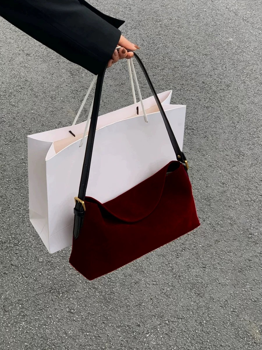 Fashion Red Suede One Shoulder - Luxury Bags Sale review and price